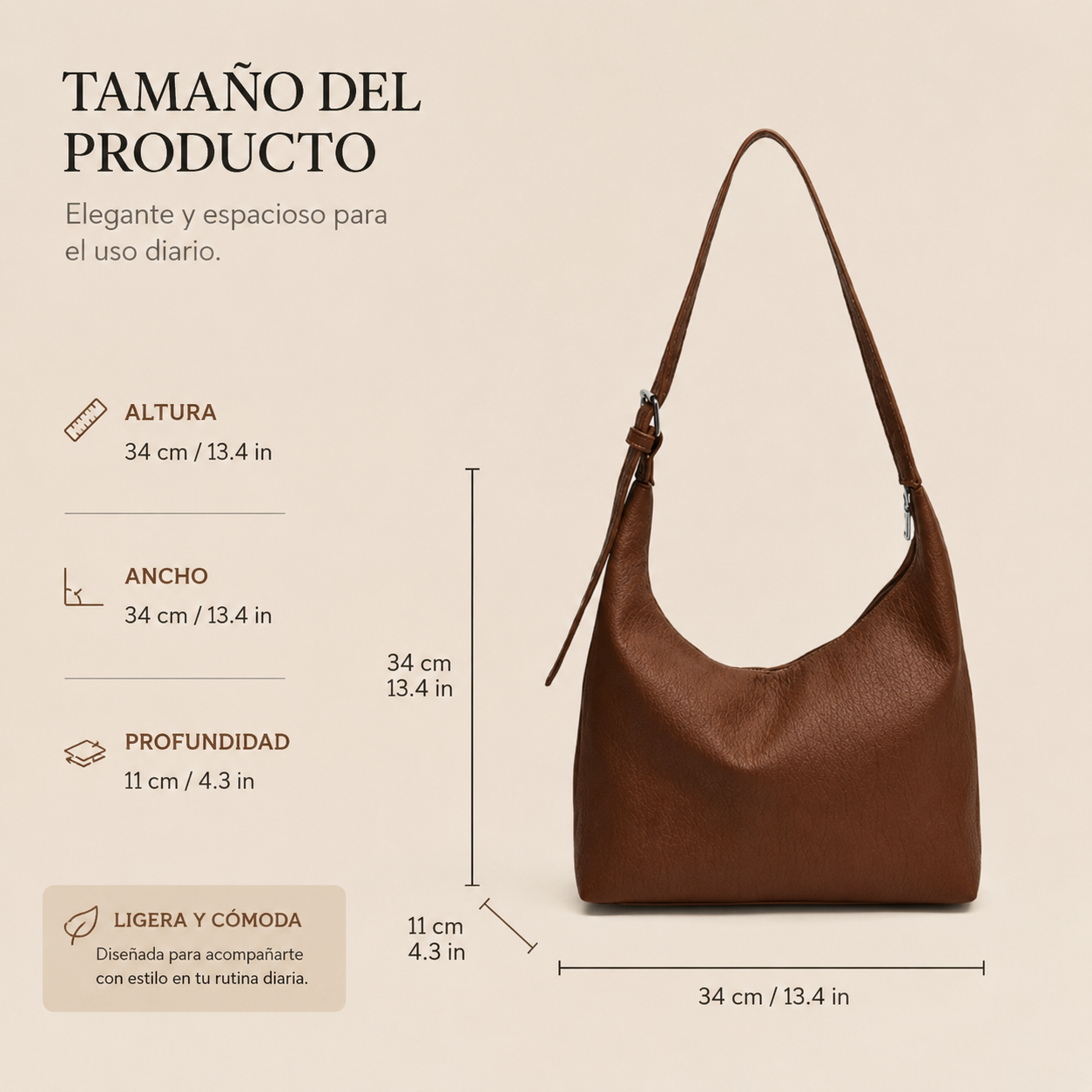 Bolso De Hombro De Cuero Suave