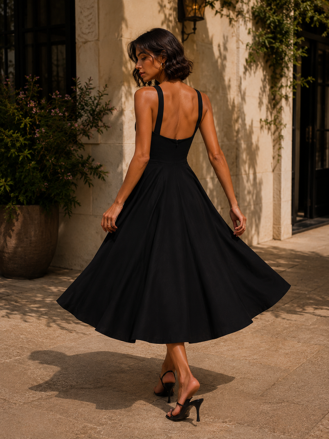 Vestido Midi Elegante de Corte Evasé