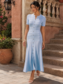 Vestido Midi Tejido Celeste Amelie