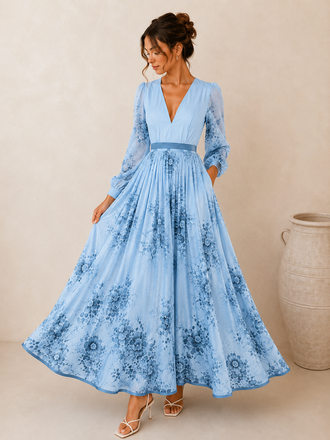 Vestıdo Maxı Boho Plısado