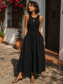Vestido Largo de Cuello Redondo