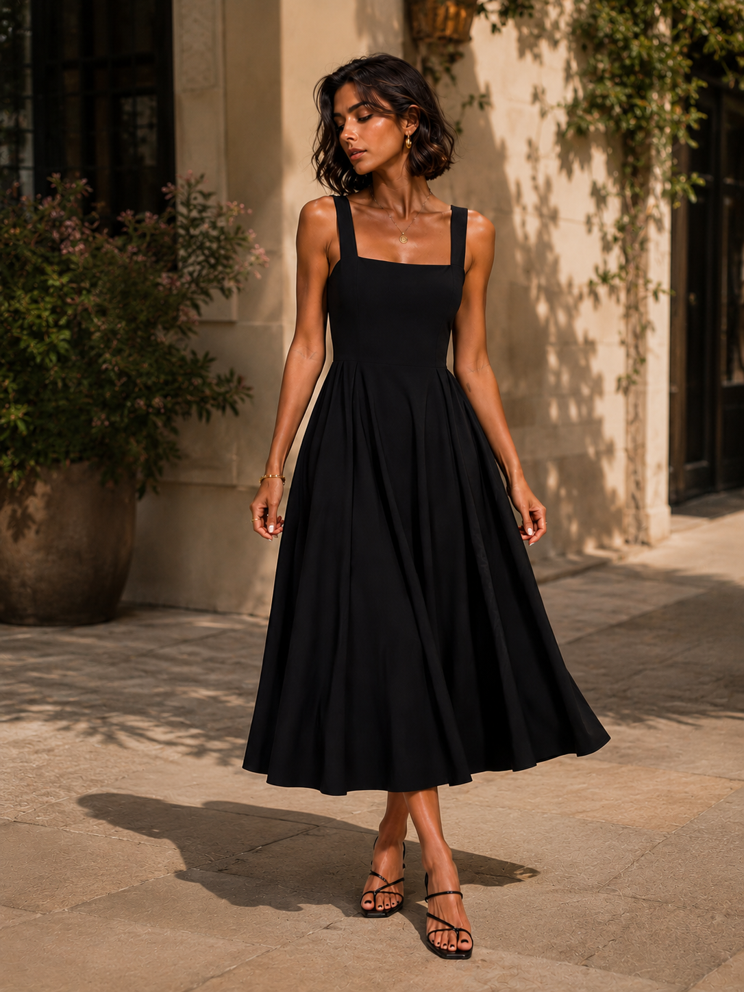 Vestido Midi Elegante de Corte Evasé