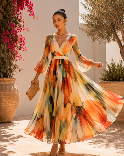 Vestido Bohemio De Mangas Anchas